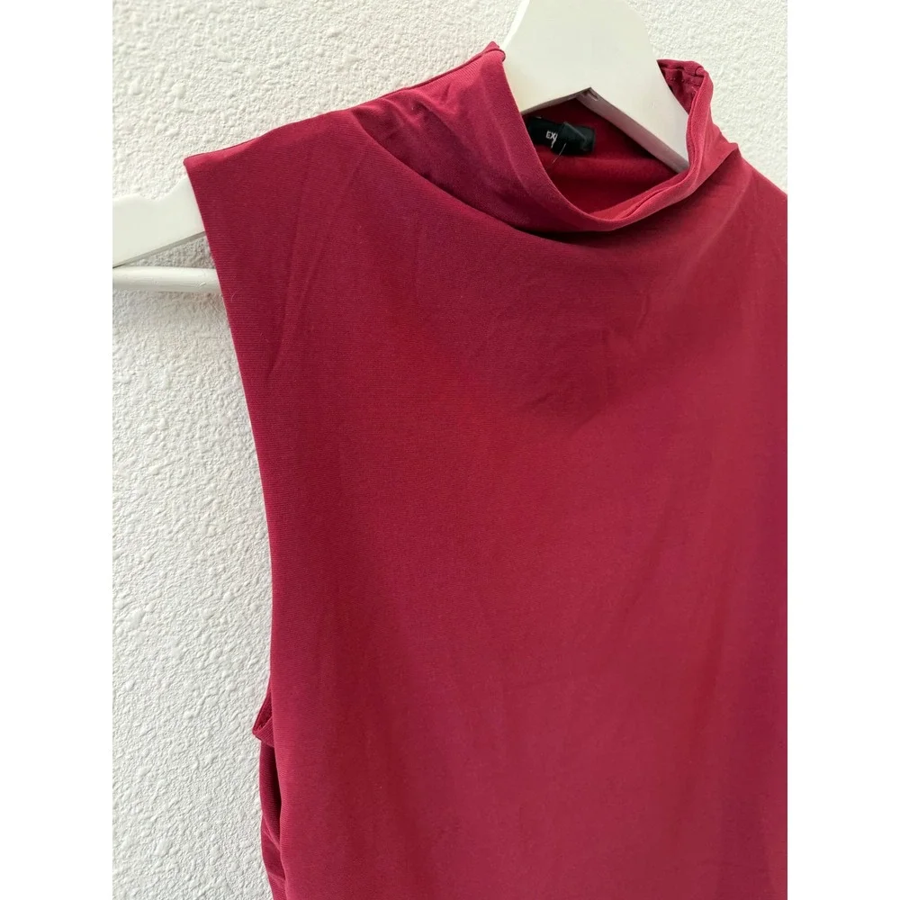Express‎ Womens Burgundy Mock Neck Ruched Bodycon Sleeveless Dress S NEW